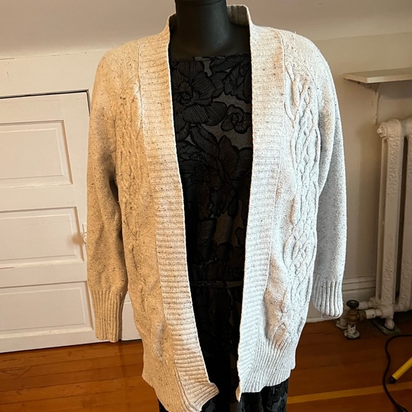Sweaters - #60 IN EVERY STORY SIZE XL Women's Cream Cable Knit Cardigan